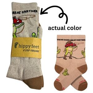 NWT Hippy Feet Crew Socks Designer Large Frog Mushroom Western Women's Men's